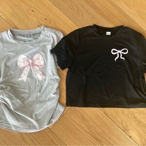 (NWT) Gray Tee with Pink Bow & Black Tee (Size 11/12)